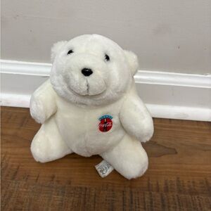 Coca Cola White stuffed animal Plush Polar Bear Toy 1993 7 in
